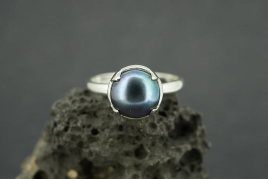Pearl Sterling Silver Solitaire Ring