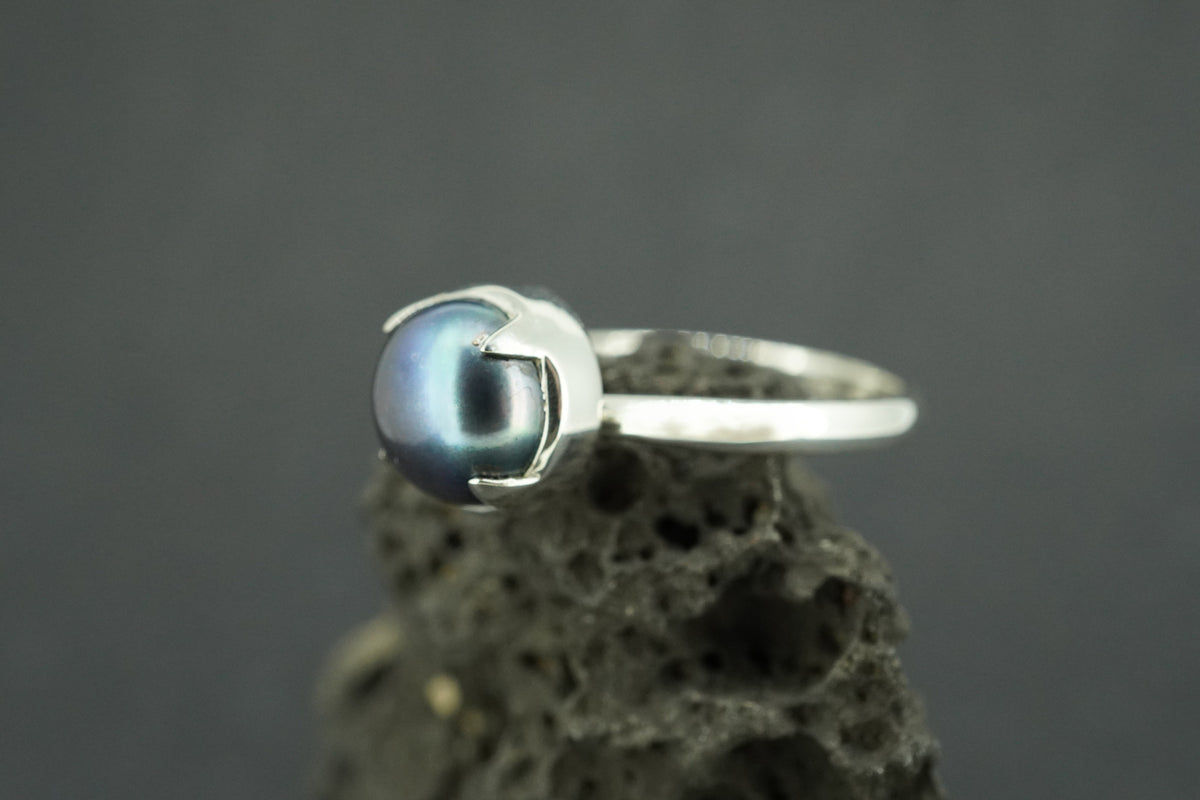 Pearl Sterling Silver Solitaire Ring