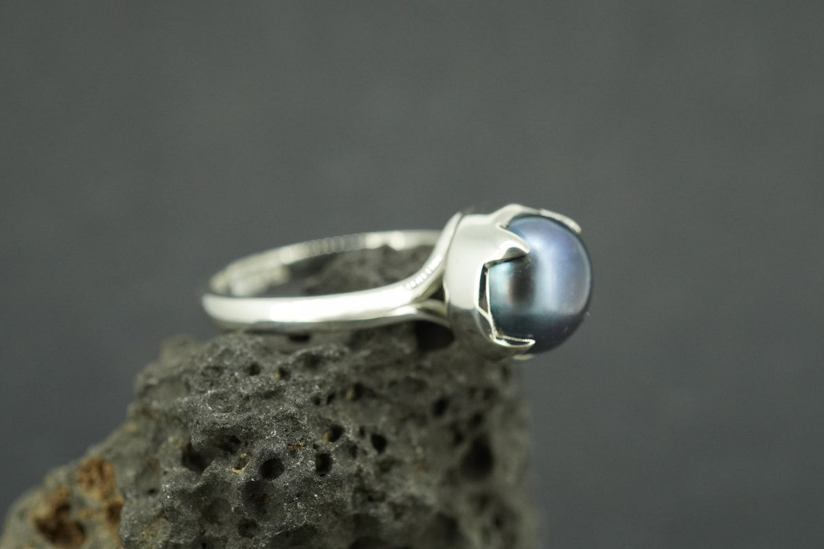 Pearl Sterling Silver Solitaire Ring