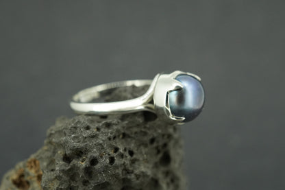 Pearl Sterling Silver Solitaire Ring