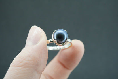 Pearl Sterling Silver Solitaire Ring