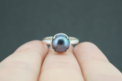 Pearl Sterling Silver Solitaire Ring