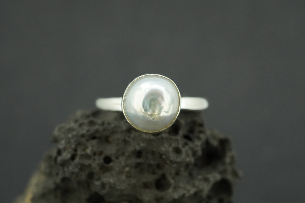 Pearl Sterling Silver Light Solitaire Ring