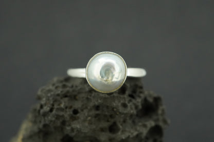 Pearl Sterling Silver Light Solitaire Ring