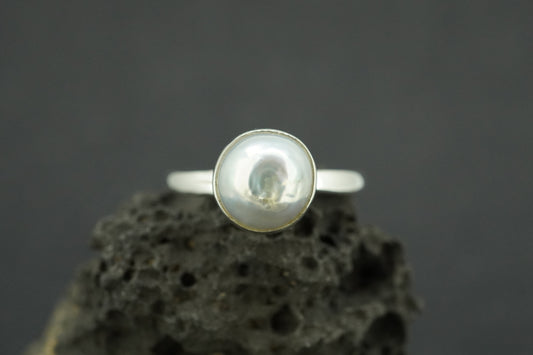 Pearl Sterling Silver Light Solitaire Ring