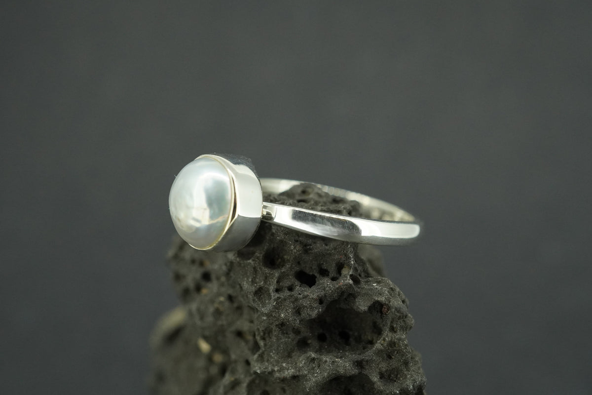 Pearl Sterling Silver Light Solitaire Ring