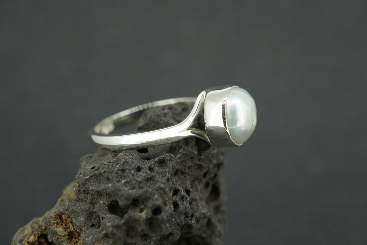 Pearl Sterling Silver Light Solitaire Ring