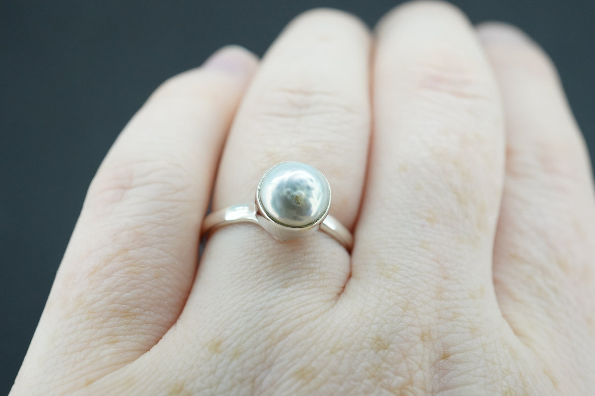 Pearl Sterling Silver Light Solitaire Ring