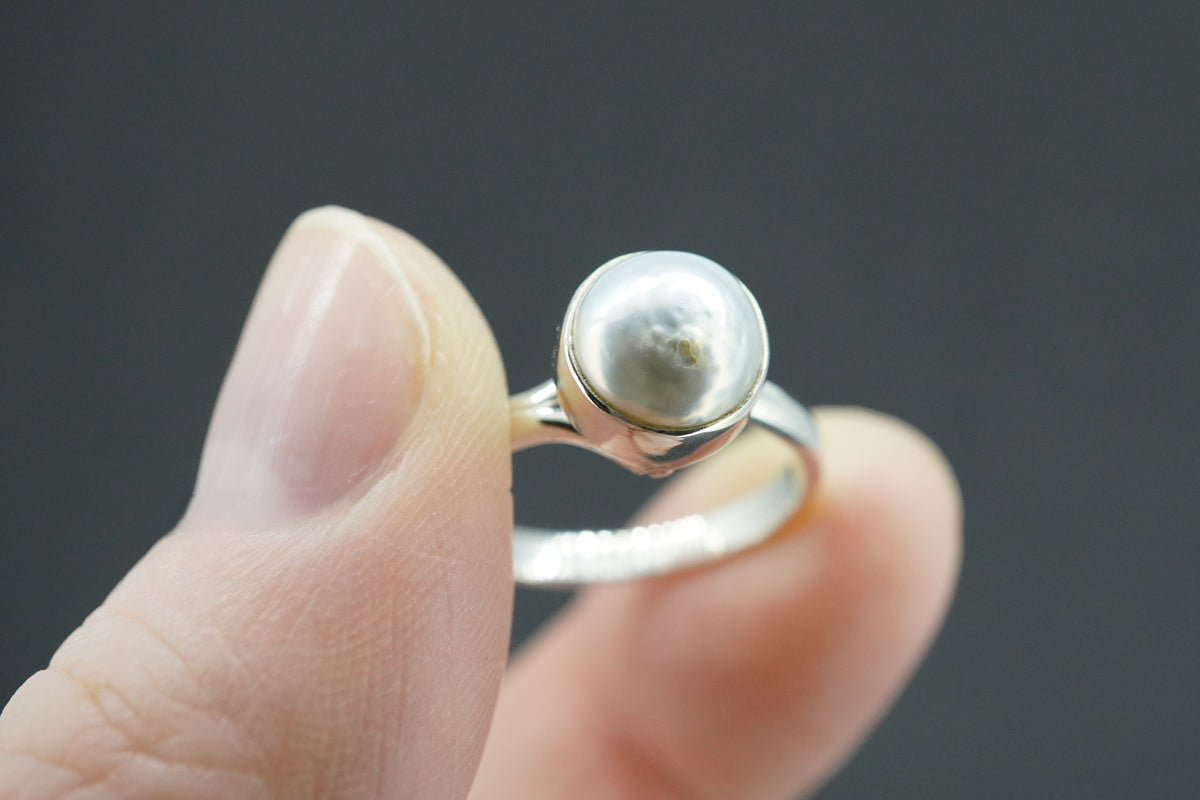 Pearl Sterling Silver Light Solitaire Ring