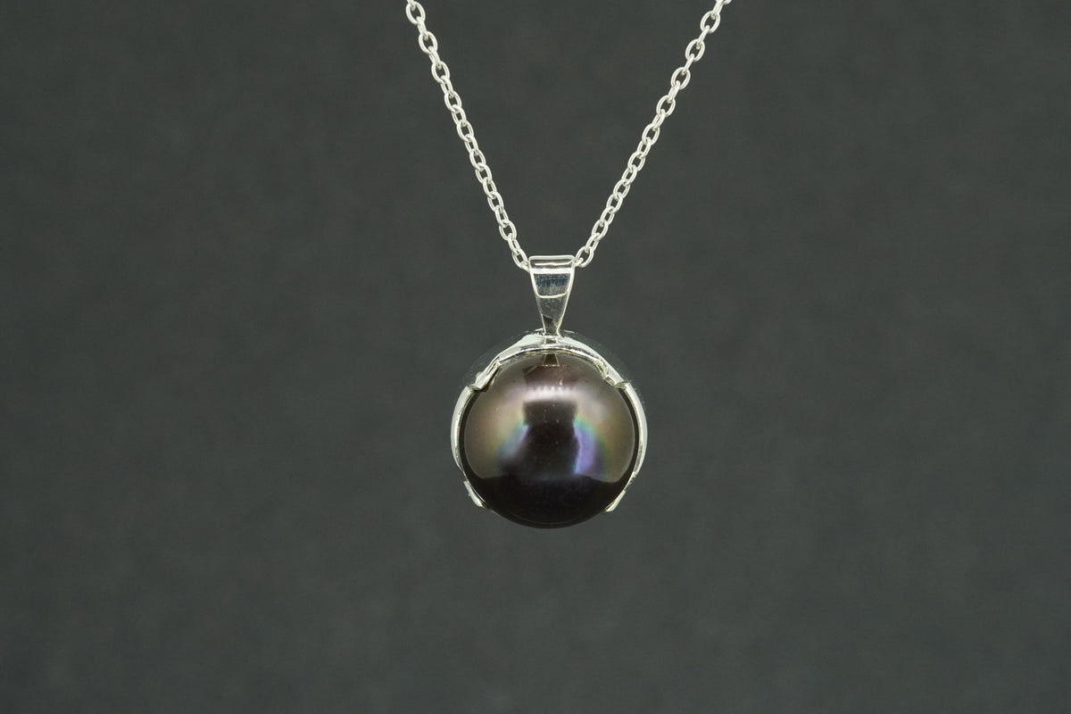 Pearl Sterling Silver Round Pendant