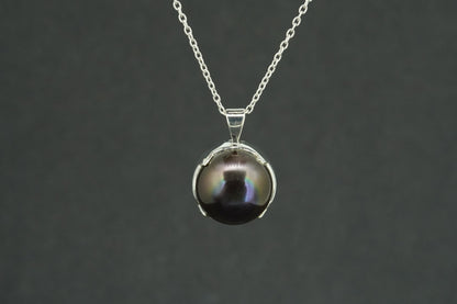 Pearl Sterling Silver Round Pendant
