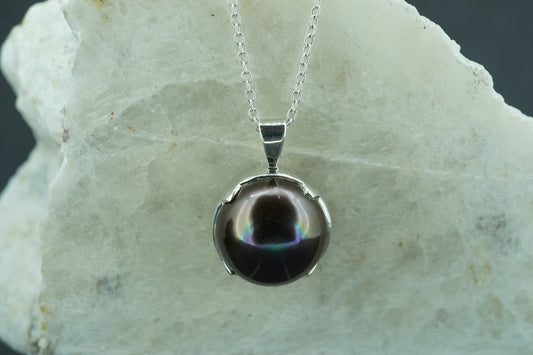 Pearl Sterling Silver Round Pendant