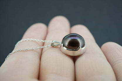 Pearl Sterling Silver Round Pendant