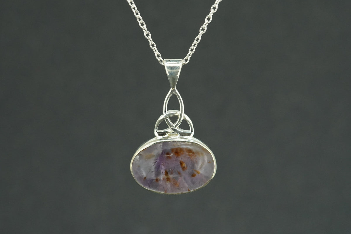 Melody's Stone Super Seven Sterling Silver Oval Celtic Pendant