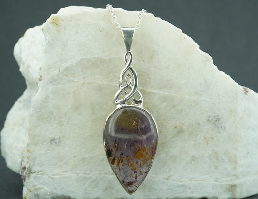Melody's Stone Super Seven Sterling Silver Large Knot Drop Pendant