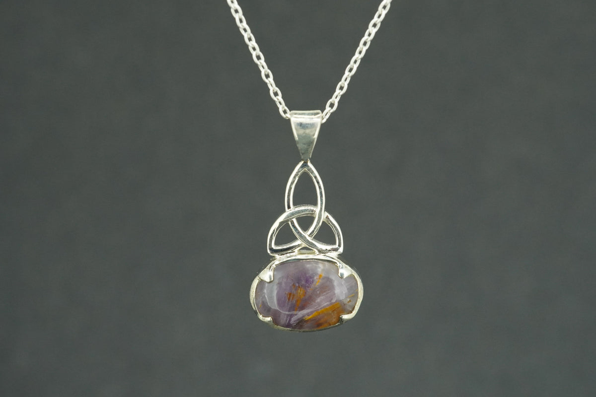 Melody's Stone Super Seven Sterling Silver Celtic Oval Pendant