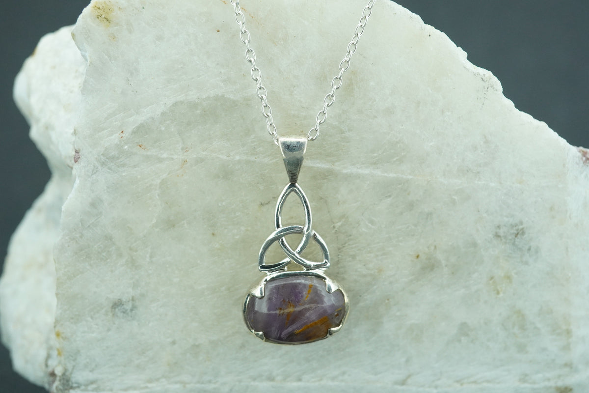 Melody's Stone Super Seven Sterling Silver Celtic Oval Pendant