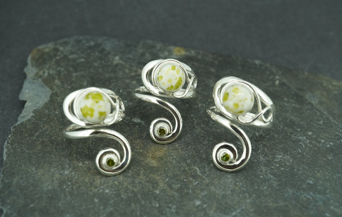 Iona Marble & Peridot Sterling Silver Swirl Ring