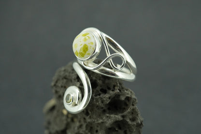 Iona Marble & Peridot Sterling Silver Swirl Ring