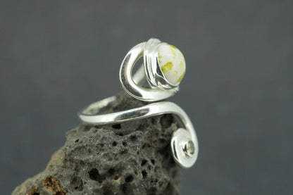 Iona Marble & Peridot Sterling Silver Swirl Ring