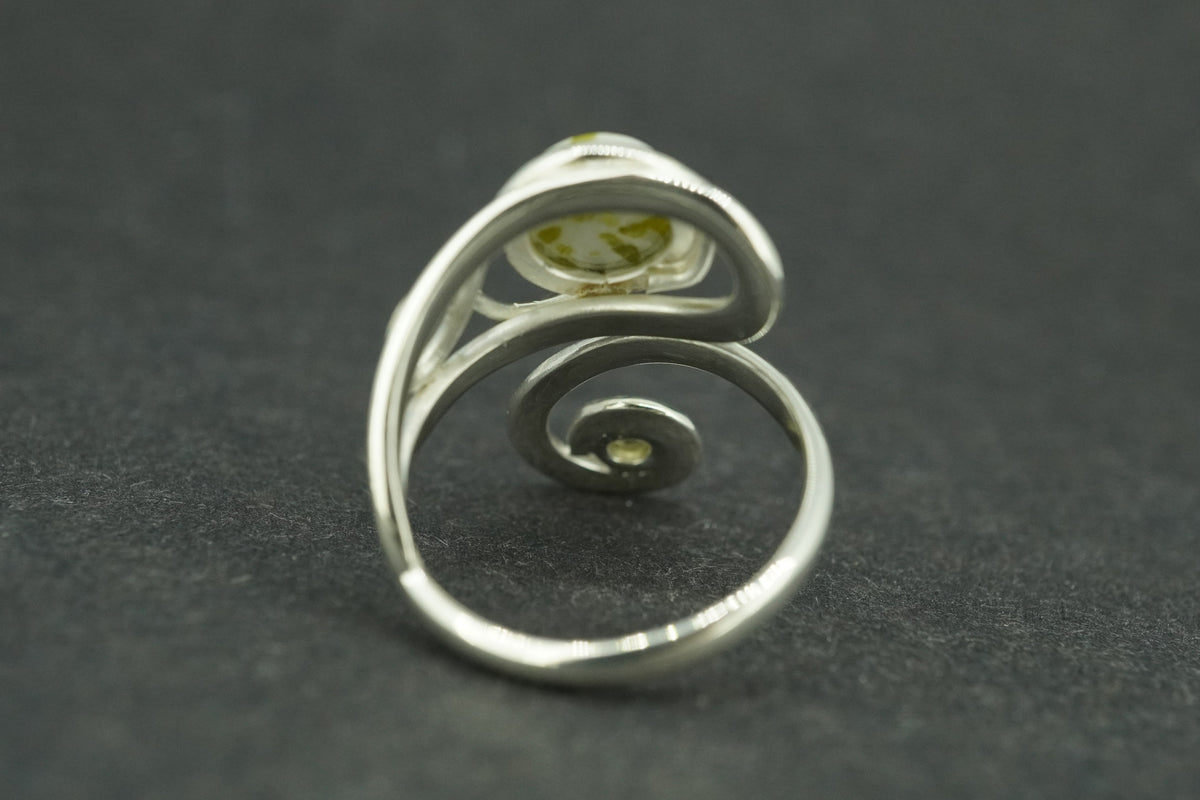 Iona Marble & Peridot Sterling Silver Swirl Ring