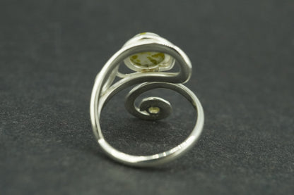 Iona Marble & Peridot Sterling Silver Swirl Ring
