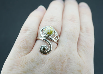Iona Marble & Peridot Sterling Silver Swirl Ring