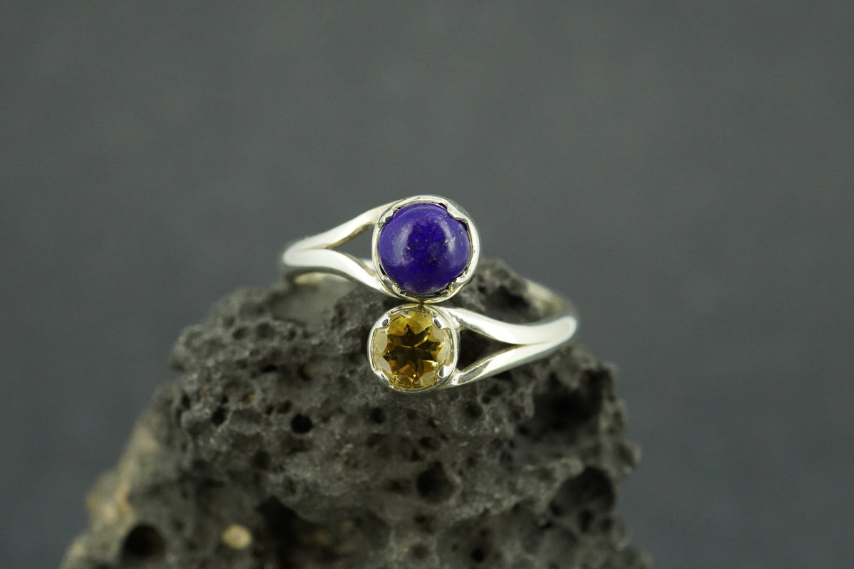 Lapis Lazuli & Citrine Sterling Silver Ring
