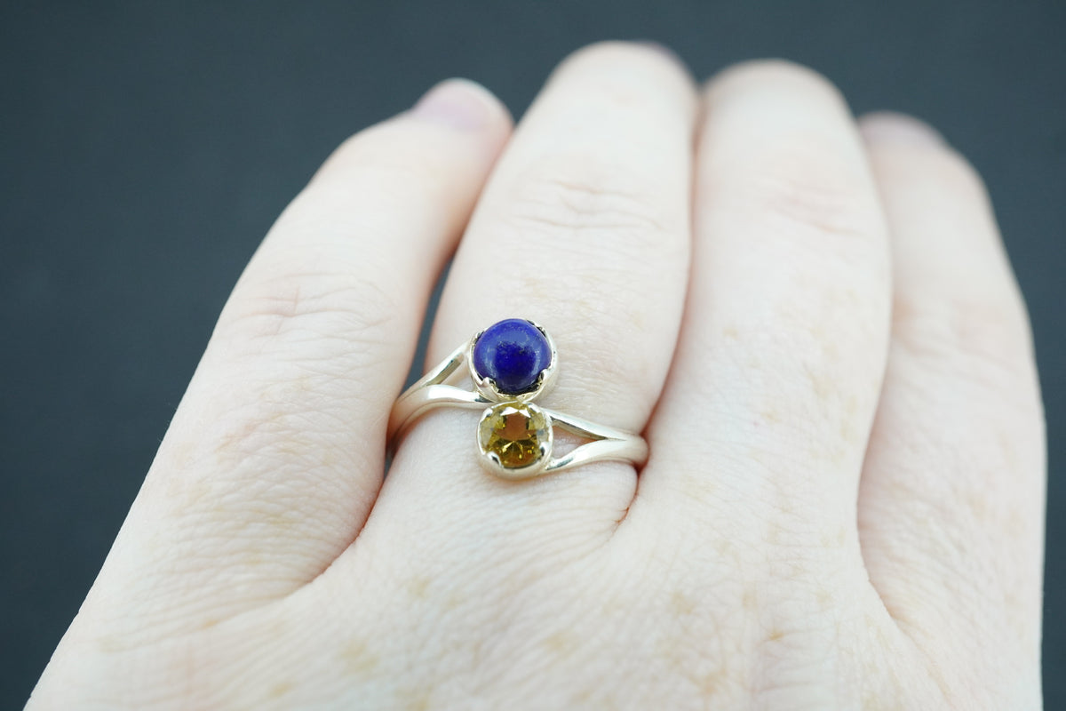 Lapis Lazuli & Citrine Sterling Silver Ring