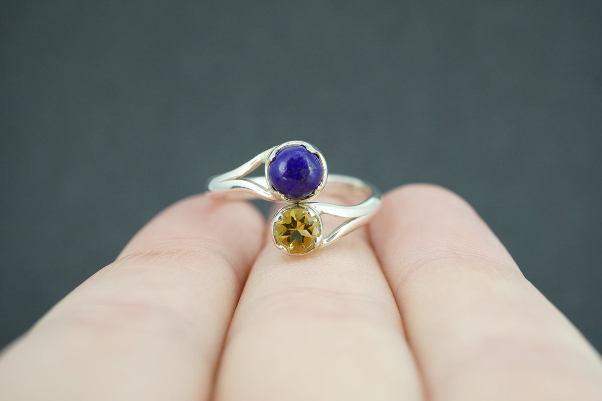 Lapis Lazuli & Citrine Sterling Silver Ring