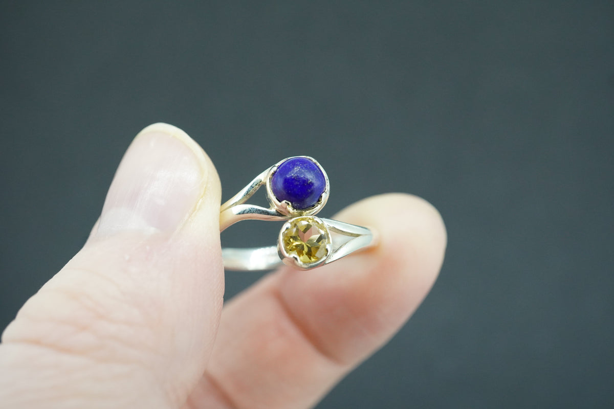 Lapis Lazuli & Citrine Sterling Silver Ring