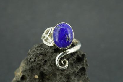 Lapis Lazuli Sterling Silver Celtic Medium Oval Ring