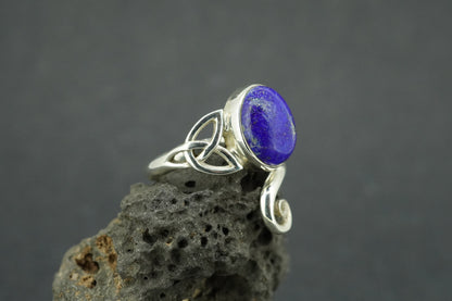 Lapis Lazuli Sterling Silver Celtic Medium Oval Ring
