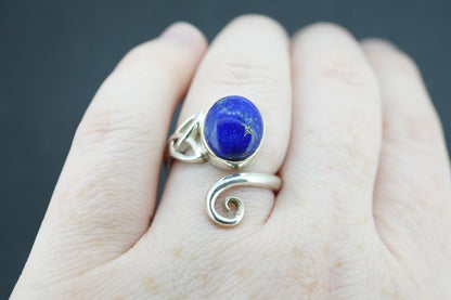 Lapis Lazuli Sterling Silver Celtic Medium Oval Ring