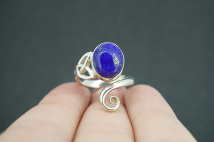 Lapis Lazuli Sterling Silver Celtic Medium Oval Ring