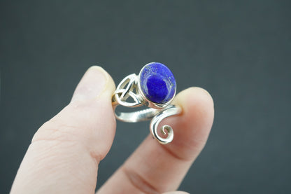 Lapis Lazuli Sterling Silver Celtic Medium Oval Ring