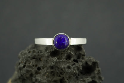 Lapis Lazuli Sterling Silver Small Solitaire Ring