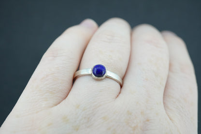 Lapis Lazuli Sterling Silver Small Solitaire Ring