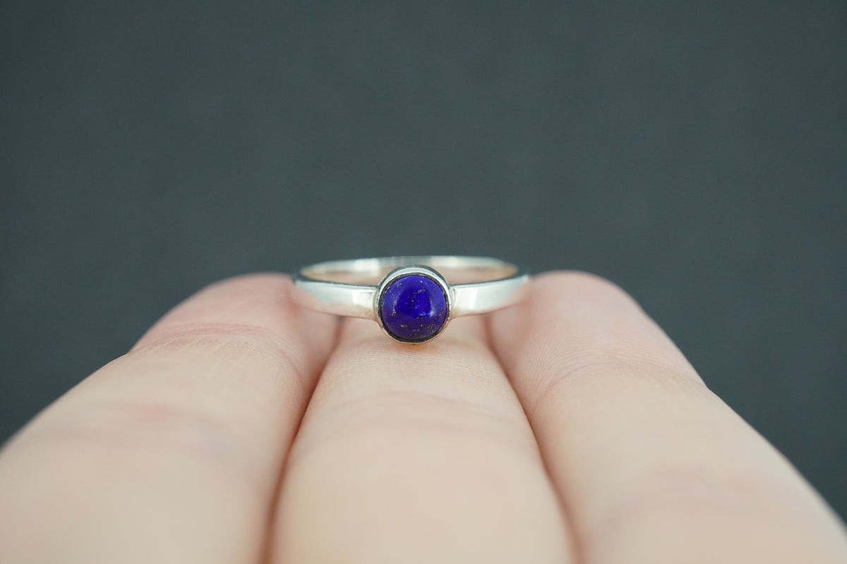 Lapis Lazuli Sterling Silver Small Solitaire Ring
