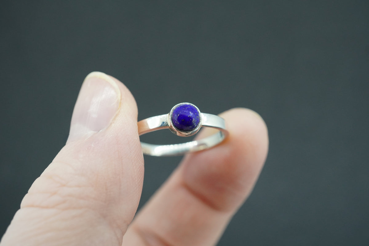 Lapis Lazuli Sterling Silver Small Solitaire Ring