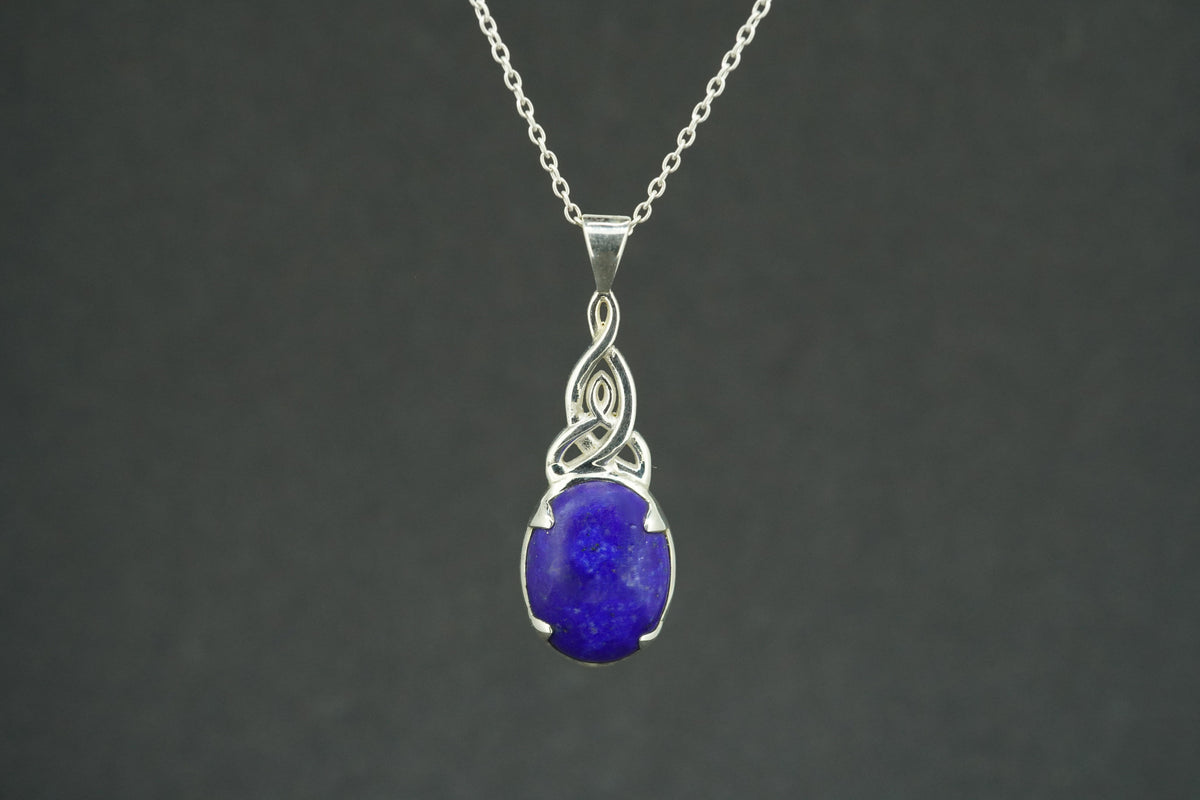 Lapis Lazuli Sterling Silver Round Celtic Pendant