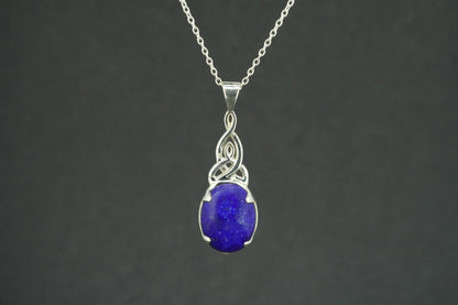 Lapis Lazuli Sterling Silver Round Celtic Pendant