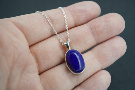Lapis Lazuli Sterling Silver Oval Pendant