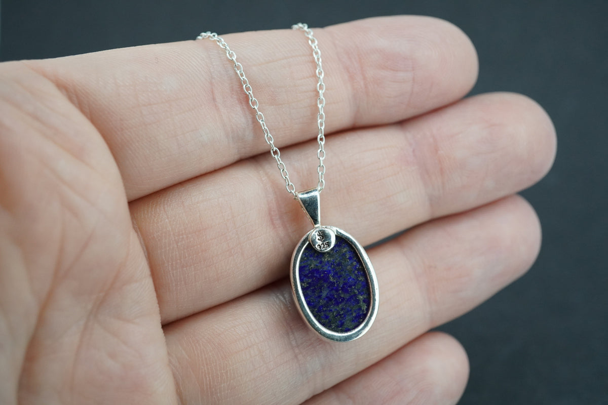 Lapis Lazuli Sterling Silver Oval Pendant