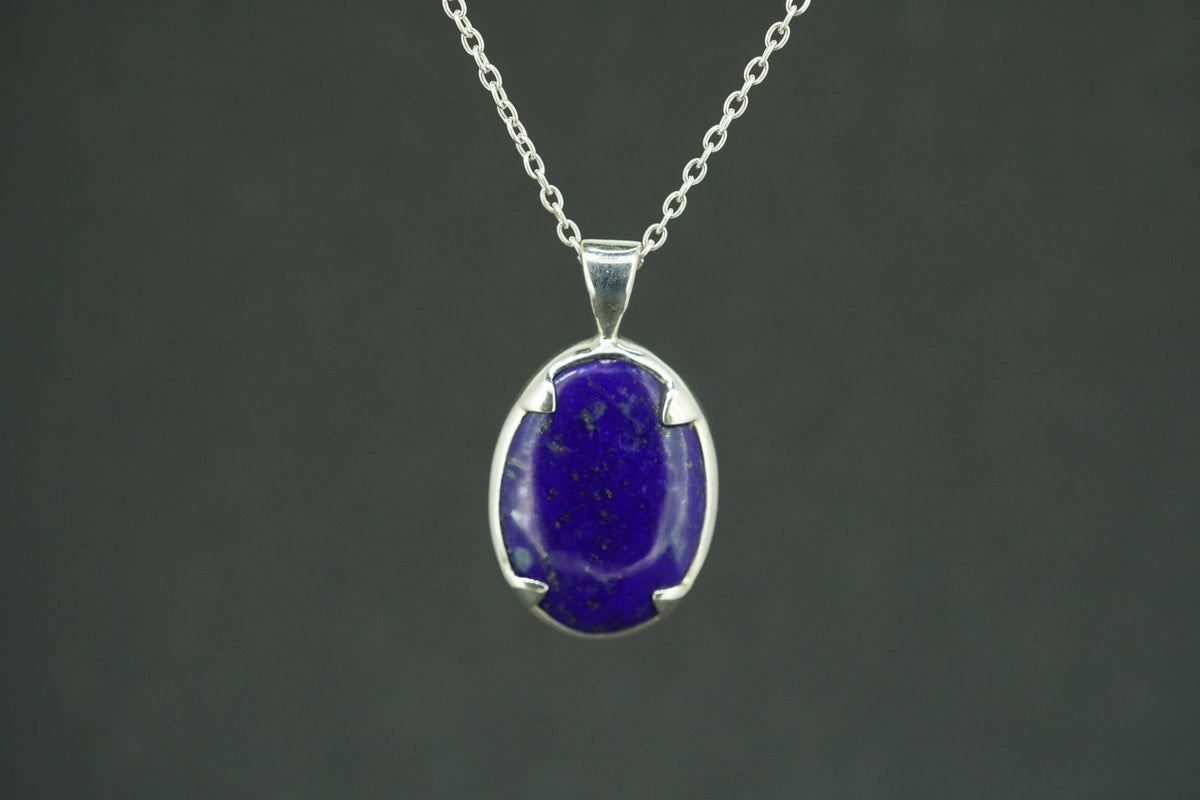Lapis Lazuli Sterling Silver Small Oval Pendant