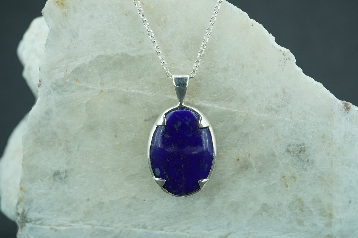 Lapis Lazuli Sterling Silver Small Oval Pendant
