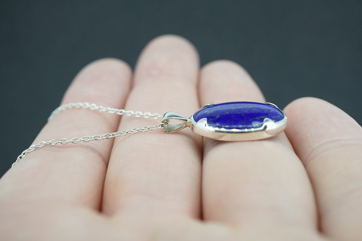 Lapis Lazuli Sterling Silver Small Oval Pendant