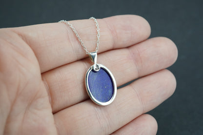 Lapis Lazuli Sterling Silver Small Oval Pendant