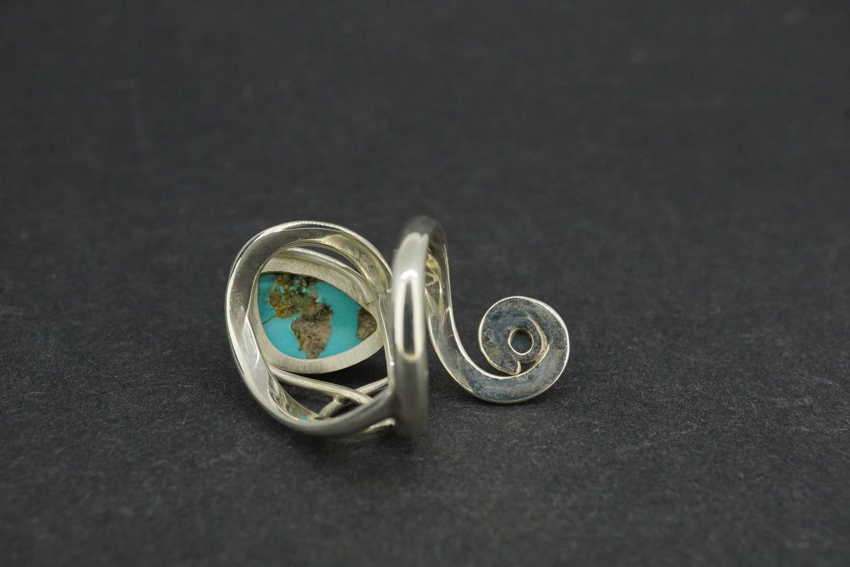 Turquoise & Blue Topaz Sterling Silver Swirl Ring
