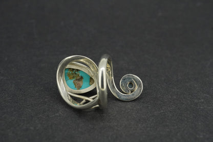 Turquoise & Blue Topaz Sterling Silver Swirl Ring